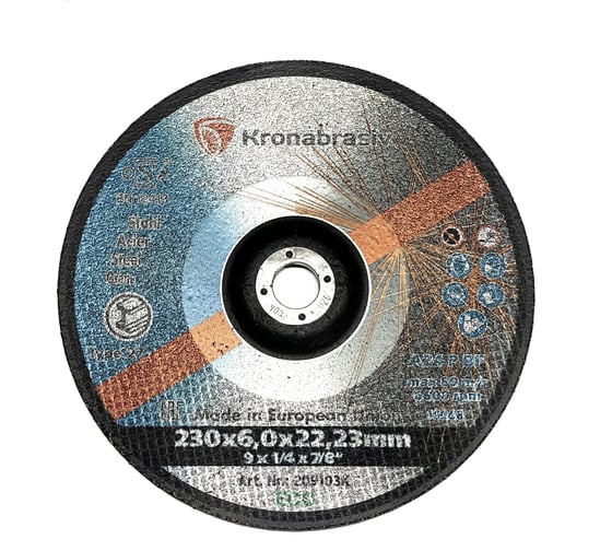 Диск зачистной KRONABRASIV 230x6.0x22.23 5шт, ECO, сталь+нерж 209103K