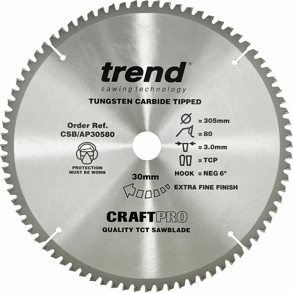 Пильный диск 305 мм 80 зубьев по алюминию и пластику TREND CSB/AP30580 ...