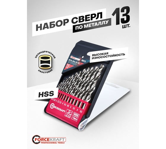 Сверла по металлу Forcekraft набор 13 предметов FK-DBS13(61591)