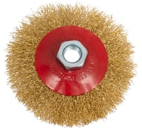 Щётка-крацовка конусная латунированная (100 мм; M14; мягкая) для УШМ Orientcraft OCBBB1100M14