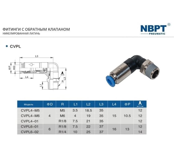 Обратный клапан NBPT CVPL 06-1/8 (01) 85188 1