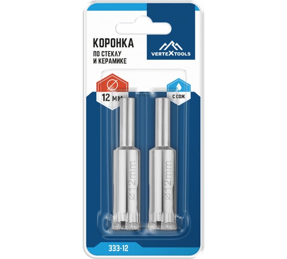 Коронка по стеклу 12 мм vertextools 333-12