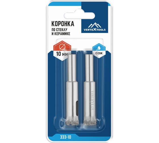 Коронка по стеклу 10 мм vertextools 333-10