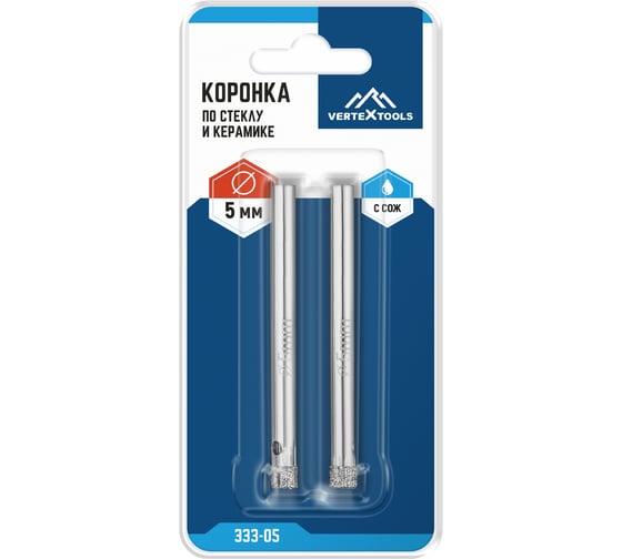 Коронка по стеклу 5 мм vertextools 333-05
