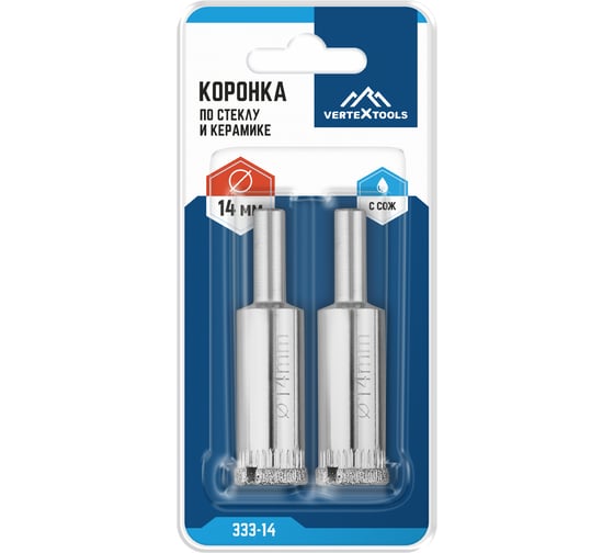 Коронка по стеклу 14 мм vertextools 333-14