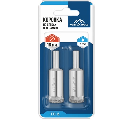 Коронка по стеклу 16 мм vertextools 333-16