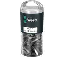 Набор бит Wera, PH 2 x 25 мм, вязкая твёрдость, хвостовик 1/4" C 6.3, 100 шт, WE-072441