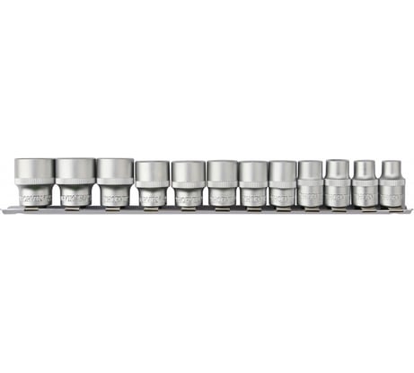 Набор головок торцевых Thorvik S12S1212SM 12-гранных 3/8DR на держателе, 8-19 мм, 12 предметов 054360