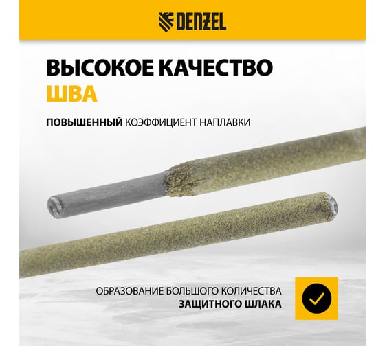 Электроды Denzel DER-46 GoldLine, диам. 3 мм, 2,5 кг., рутил-целлюлозное покрытие 97506