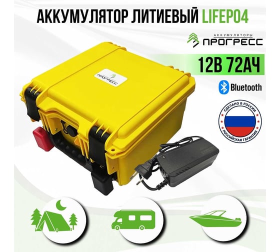 Аккумуляторная батарея Прогресс LFP1272 12В 72Ач + ЗУ LFP1272 Z