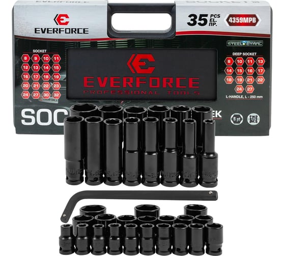 Набор головок EVERFORCE 35 предмета 1/2 EF-4359MPB(62296)