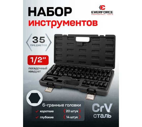 Набор головок EVERFORCE 35 предмета 1/2 EF-4359MPB(62296)