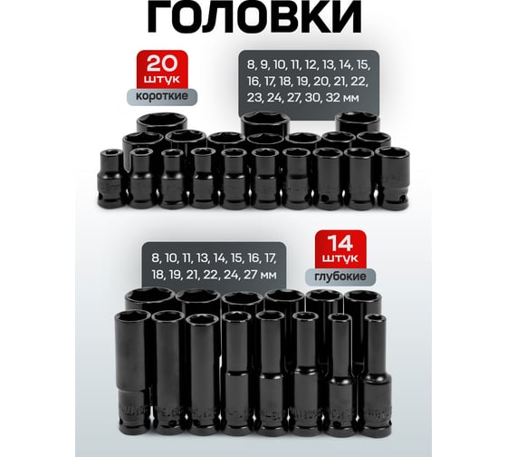 Набор головок EVERFORCE 35 предмета 1/2 EF-4359MPB(62296)