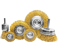 Щетки по металлу с цилиндрическим хвостовиком гофрированные GRAFF (набор 6 шт) 30405