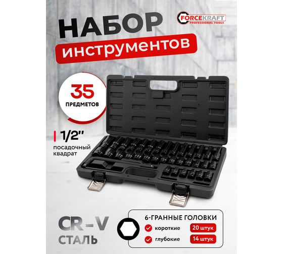 Набор головок Forcekraft 35 предметов 1/2 FK-4359MPB(62297)