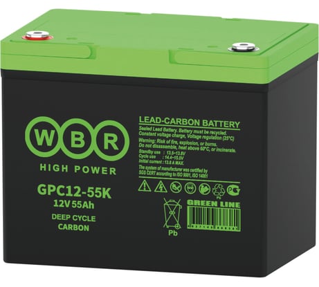 Аккумуляторная батарея карбоновая WBR GPC12-55K, 12В, 55 Ач УТ-00002519