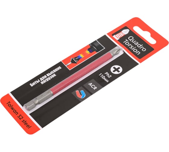 Бита Quadro Torsion 1/4 E6,3 магн., S2, ACR, Ph2, 110мм, 1 шт. 412110-1