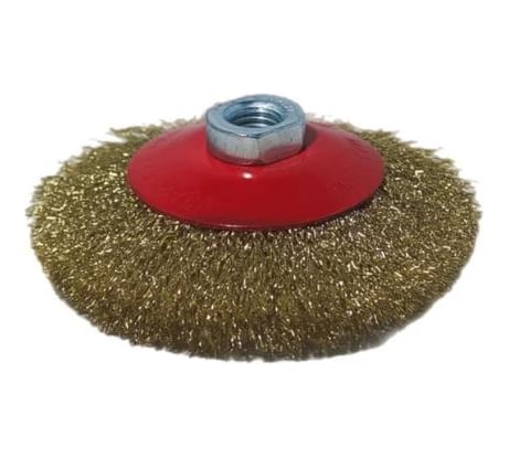 Корщетка колесо 125 мм М14 радиальная с наклоном, мягкая латунированная проволока 0.3 мм Diamond Industrial DIDSHR12514
