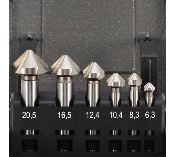 Набор зенковок H-Tools 90гр. 6.3-20.5мм DIN335C 3z HSSE-Co5 6шт 102152EHT