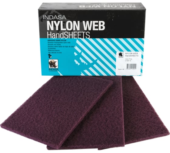 Шлифовальный материал INDASA NYLON WEB на волоконной основе (Скотч-брайт) VeryFine коричневый (10 шт, P360-P400, 230х155х6 мм) 01591 1
