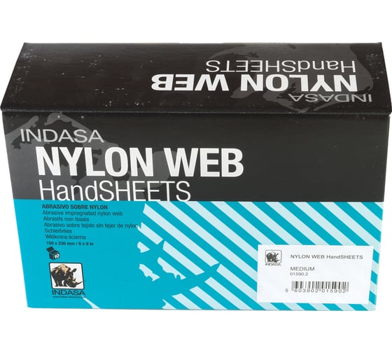 Шлифовальный материал INDASA NYLON WEB на волоконной основе (Скотч-брайт) Medium зеленый (10 шт, P180-P220, 230х155х6 мм) 01590
