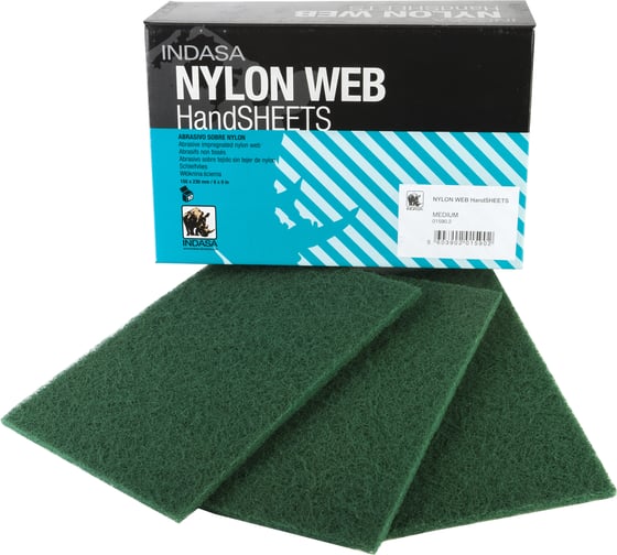 Шлифовальный материал INDASA NYLON WEB на волоконной основе (Скотч-брайт) Medium зеленый (10 шт, P180-P220, 230х155х6 мм) 01590