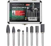 Набор шарошек металлических разнопрофильных по металлу Rockforce PROFI 8 предметов (Ø хвостовика 6мм),в аллюм. кейсе RF-61709(48567)