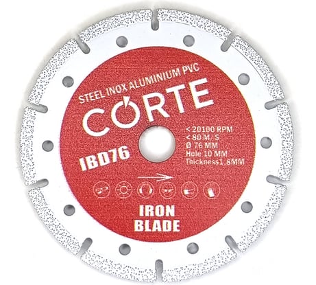 Диск алмазный CORTE для МИНИ УШМ 10 мм 76х1,8х3 мм. IRON BLADE IBD76