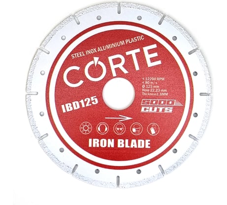 Диск алмазный CORTE для УШМ 22,2 мм 125х1,8х3 мм. IRON BLADE IBD125