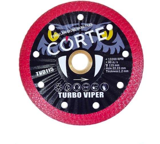 Диск алмазный CORTE для УШМ 22,2 мм 115х1,2х10 мм TURBO VIPER TVD115 1