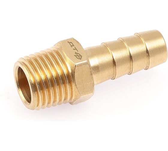Штуцер резьбовой латунный Дело Техники "папа" 1/4"(M) × ёлочка 9мм 949036 1