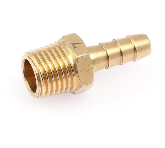 Штуцер резьбовой латунный Дело Техники "папа" 1/4"(M) × ёлочка 7мм 949035 1