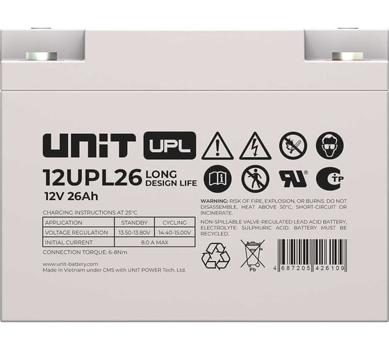Аккумуляторная батарея UNIT 12В-26Ач 12UPL26