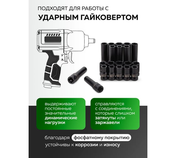 Головки набор ForsLine 20 пр., 1/2DR, (6граней) FL-4201-5K(61789)