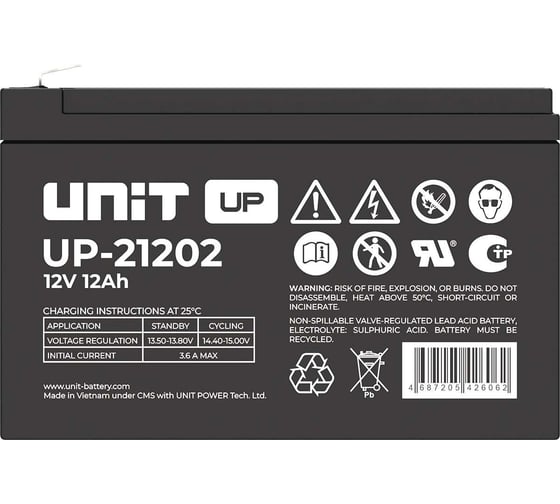 Аккумуляторная батарея UNIT UP-21202 12В-12Ач UP21202