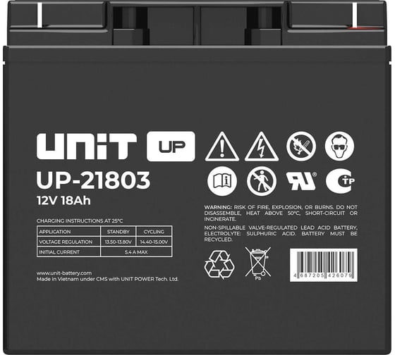 Аккумуляторная батарея UNIT UP-21803 12В-18Ач UP21803