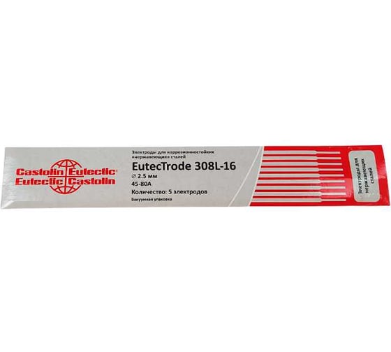 Электроды CASTOLIN EutecTrode E308L-16 д.2,5 мм упак.5 шт. ST-00003437