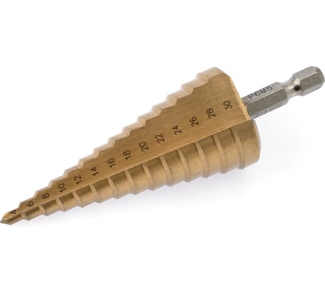 Сверло ступенчатое по металлу с шестигранным хвостовиком Дело Техники Ø4-30мм 216030