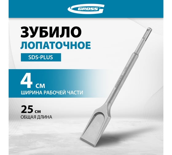 Зубило лопаточное GROSS 40 х 250мм, CrMo, SDS PLUS 703140