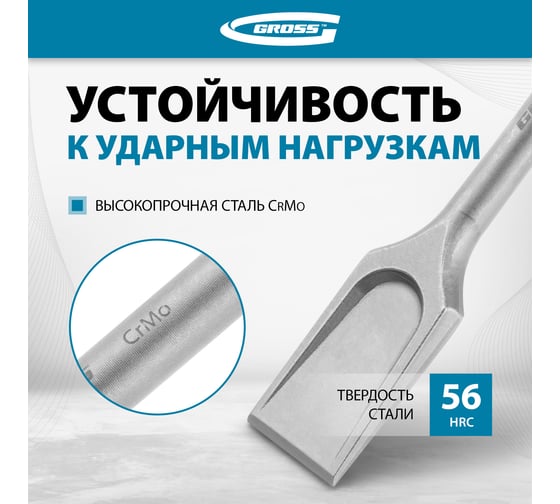 Зубило лопаточное GROSS 40 х 250мм, CrMo, SDS PLUS 703140