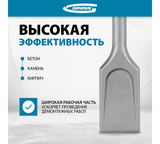 Зубило лопаточное GROSS 40 х 250мм, CrMo, SDS PLUS 703140