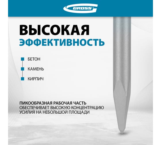Зубило пикообразное GROSS 250мм, CrMo, SDS PLUS 703142