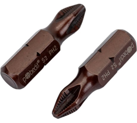 Бита DELUXE (2 шт; PH2; 25 мм; S2+Bronze+AntiSlip) Pobedit 2616821