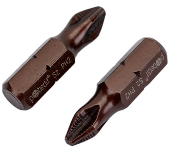 Бита DELUXE (2 шт; PH2; 25 мм; S2+Bronze+AntiSlip) Pobedit 2616821