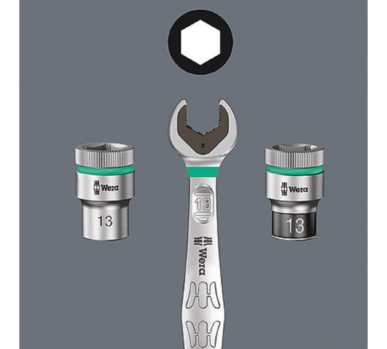 Головка торцевая 6-гранная WERA 8790 HMB HF Zyklop 3/8, с фиксацией, 13 x 29 мм WE-003747