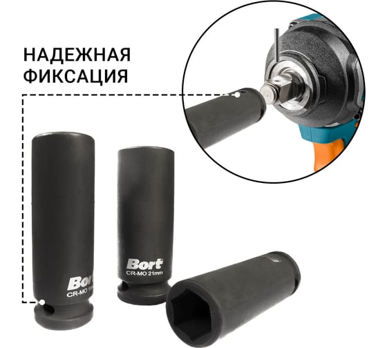 Набор ручного инструмента BORT BTK-3M (набор ударных головок) 93418620