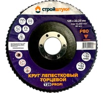 Круг лепестковый Стройштуки 125 мм, Р80, Т29 PROFI фиолетовый чашка УТ-00039741