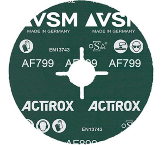 Круг фибровый VSM ACTIROX AF799 180х22 мм P80 1шт 006238