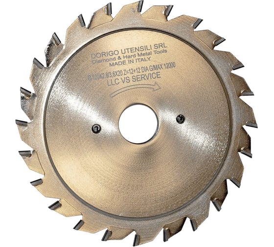 Диск пильный Dorigo подрезной регулируемый PCD 120x2.8-3.6x20 z.12+12 h6 IRD.01.0246A.A011 1
