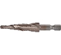 Сверло ступенчатое по металлу Sturm 4-12мм шаг 1мм Р6М5+COBALT, спираль 1055-S412K